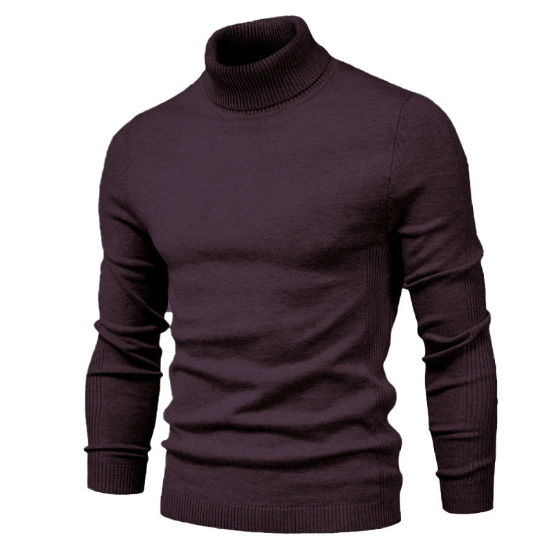 Maglione casual a collo alto con collo alto, tinta unita, da uomo