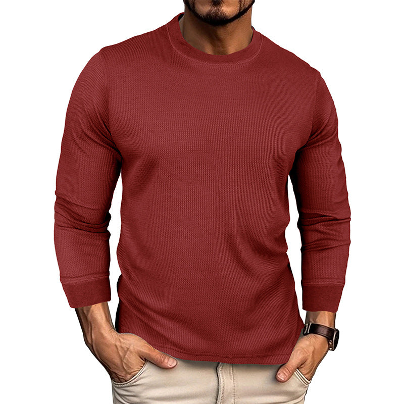 Camiseta casual holgada de manga larga con cuello redondo para hombre