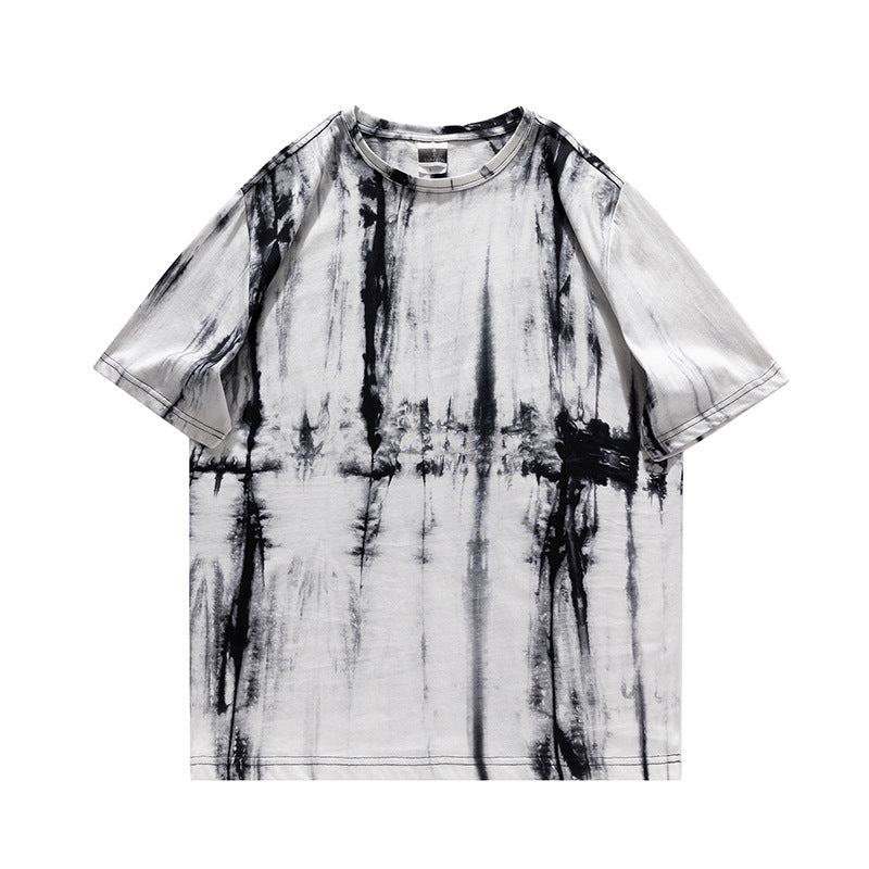 Summer Cotton Short Sleeve Tie-dye Design Fashionable Round Neck Top Ins Style Bright Color T-shirt