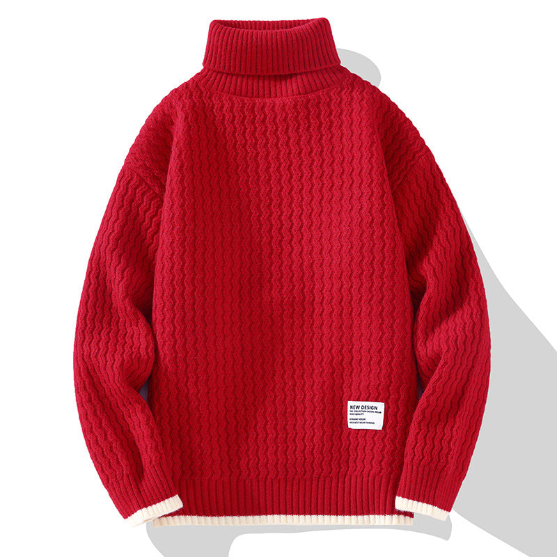 Winter Turtleneck Men's Loose Solid Color Sweater