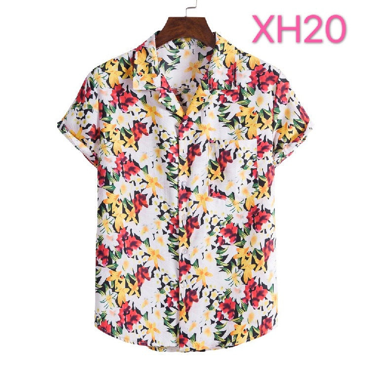 Casual Men's Shirt Hawaiian Beach Style Suit Collar Short Sleeve shirt