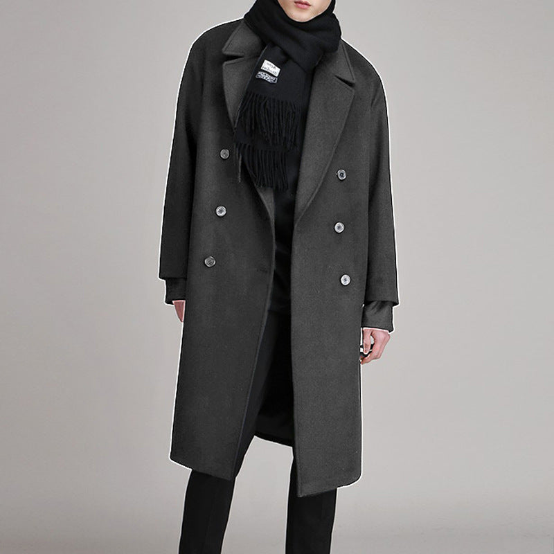 Men's Double-sided Fleece Mid-length trench coat