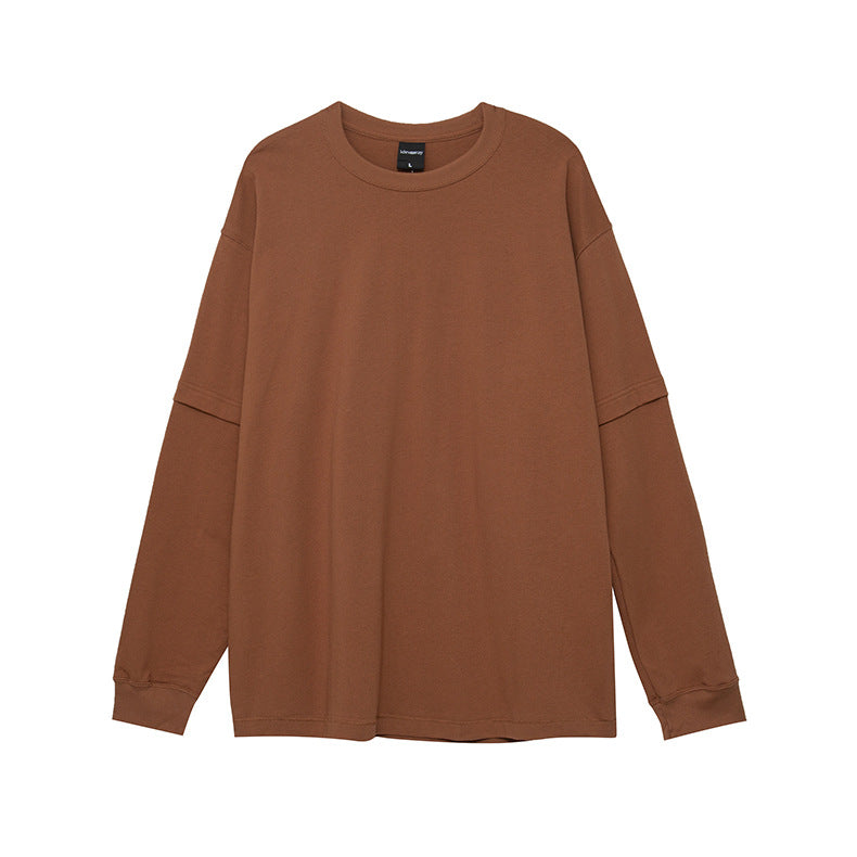 Cotton Basic Style Loose Bottoming Long Sleeve T-shirt