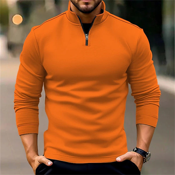 Long-sleeve Zipper Men's Sports Polo Shirt