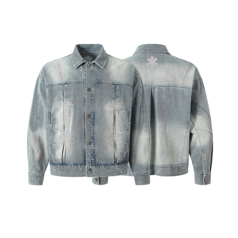 Punk Heavy Wash Denim Coat Men's High Street