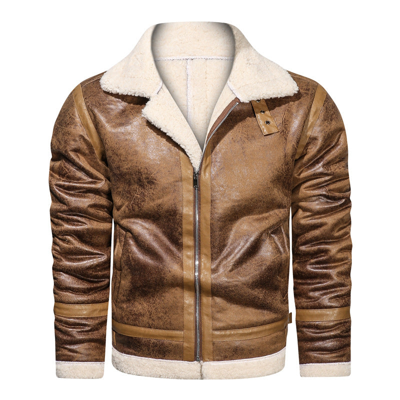 Casual Lapel Faux Fur All-in-one Men's Jacket