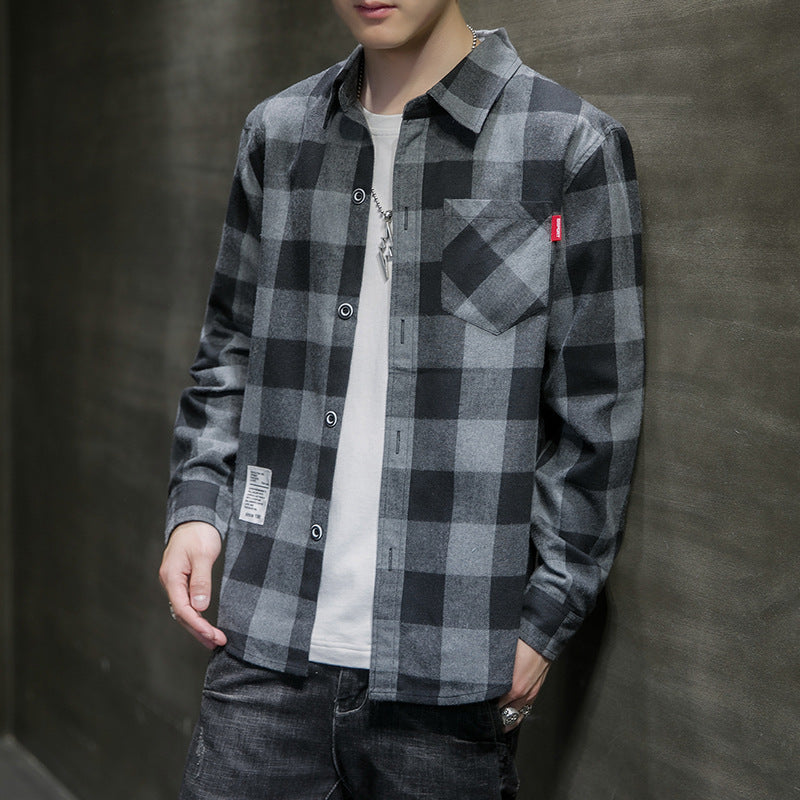 Plaid Shirt Men Long Sleeved