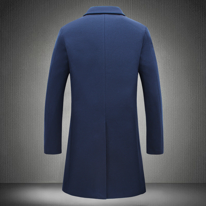 Mid-length Coat Men's Slim Handsome Woolen Coat