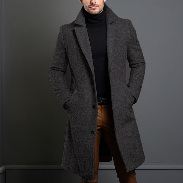 Woolen Men's Mid-length Trench Coat