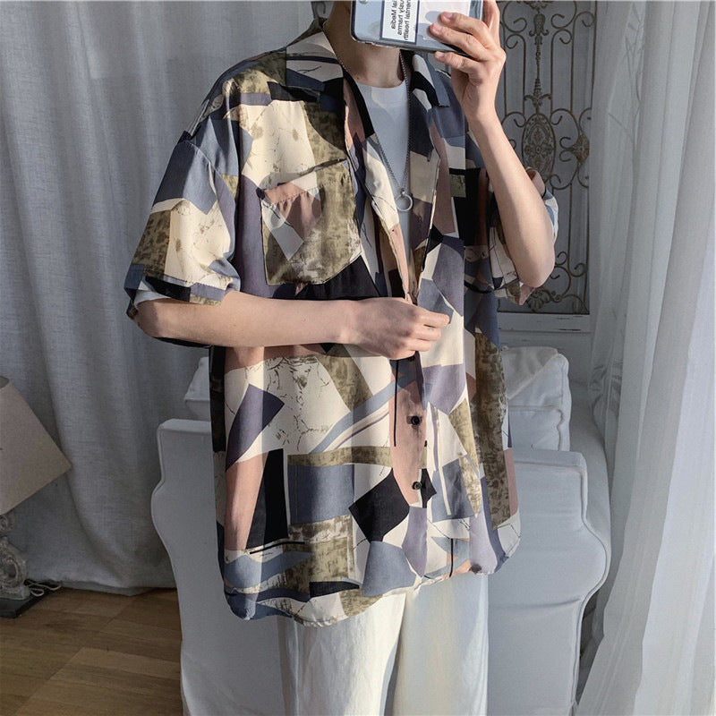 New Men's Loose Short Sleeve Thin Shirt