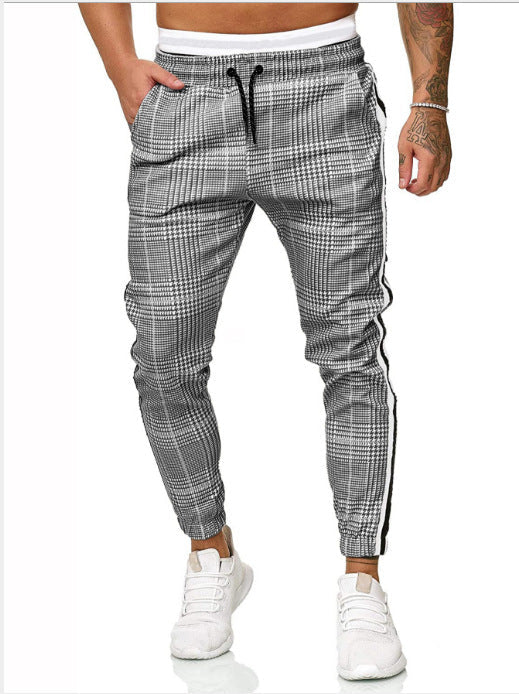 Autumn Casual Pants Men's Plaid Striped Trousers