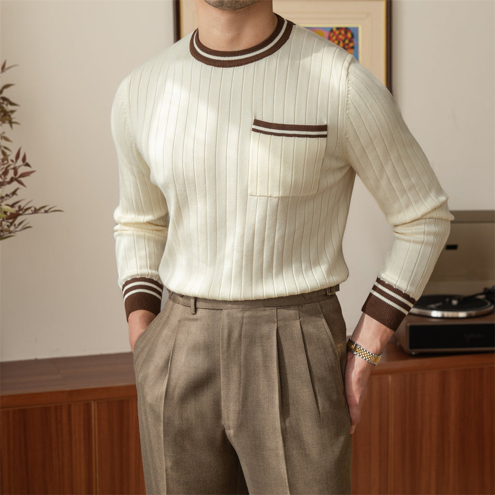 Slim Fit Ribbed Contrast Jumper