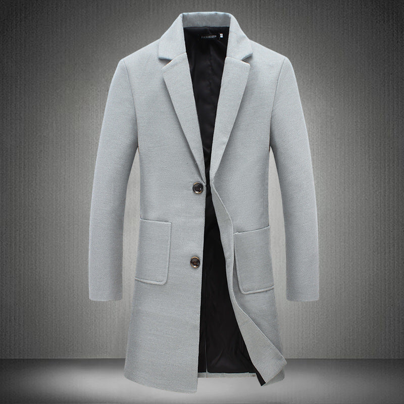 Mid-length Coat Men's Slim Handsome Woolen Coat