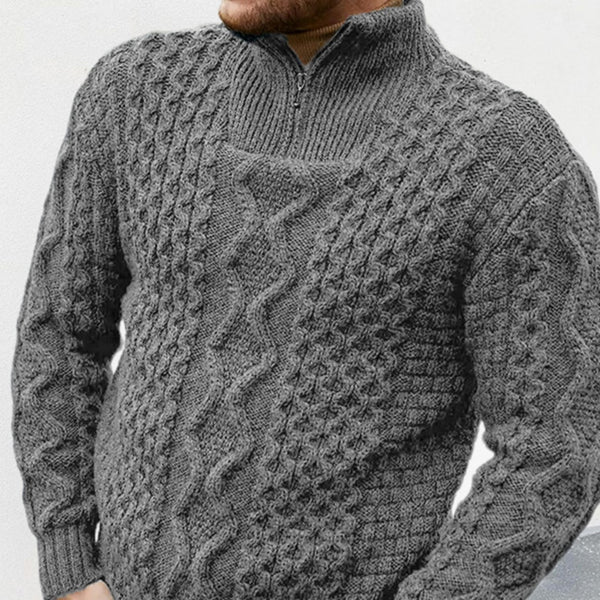 Suéter de manga larga con cuello alto y cremallera de punto