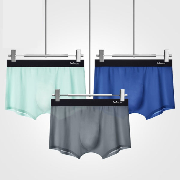 Boxers para hombre, ropa interior sin costuras, bragas finas y transparentes, seda de hielo