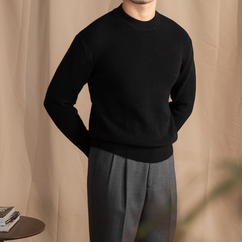 Casuale Ribbed Knit Wool Blend Sweater