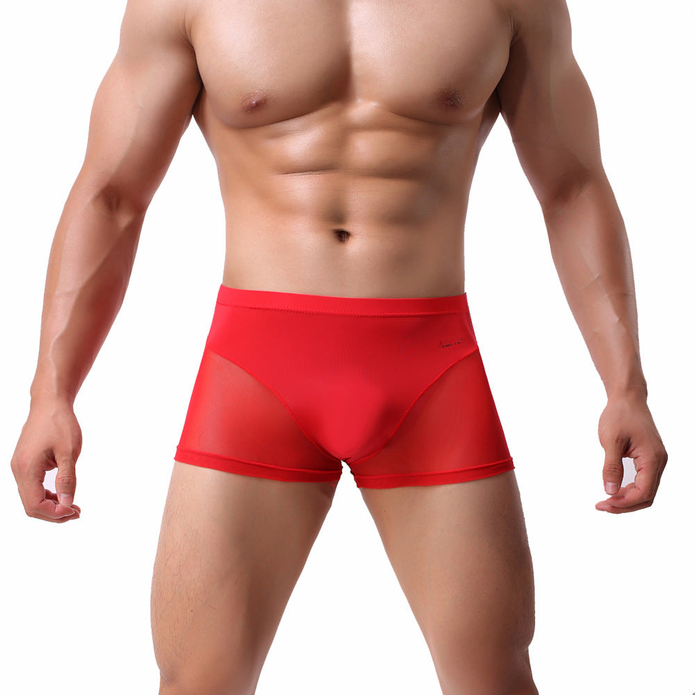 Men's Stitching Thin Ice Silk Boxers