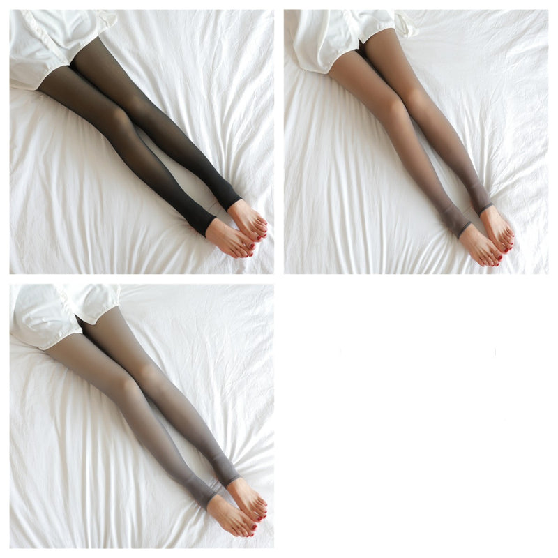 Translucent Leggings Fleece Lined Tights Fall And Winter Warm Fleece Pantyhose Women