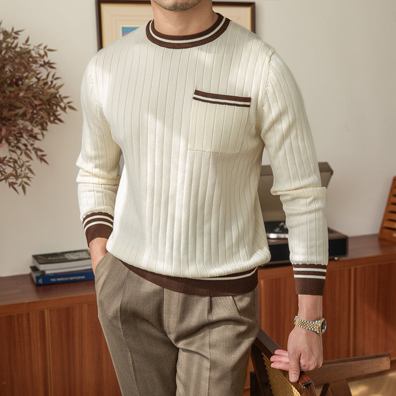 Slim Fit Ribbed Contrast Jumper