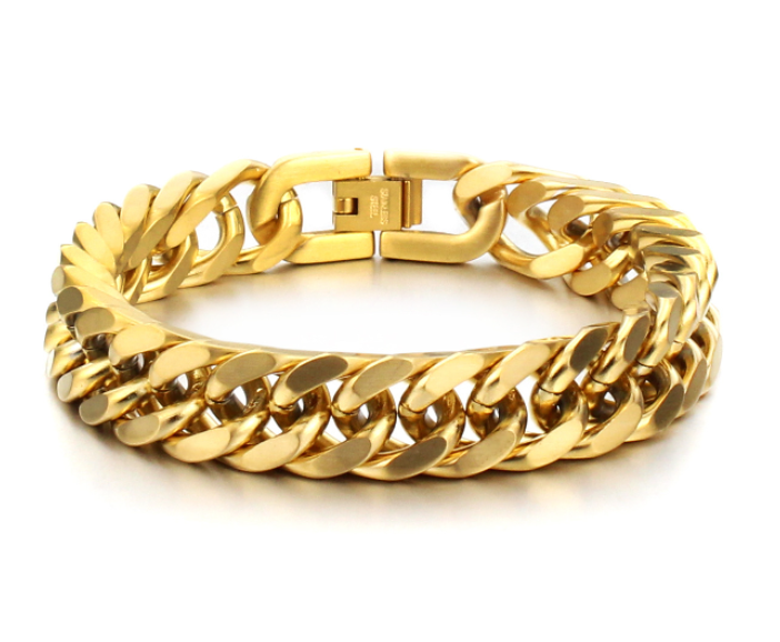 gold double buckle bracelet