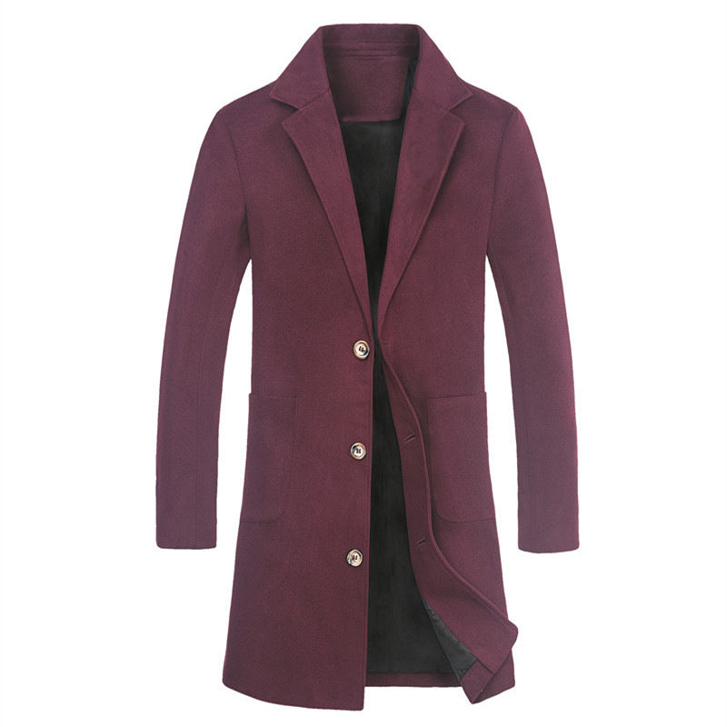 Casual Fashion Solid Color Mid-length Single-breasted trench coat