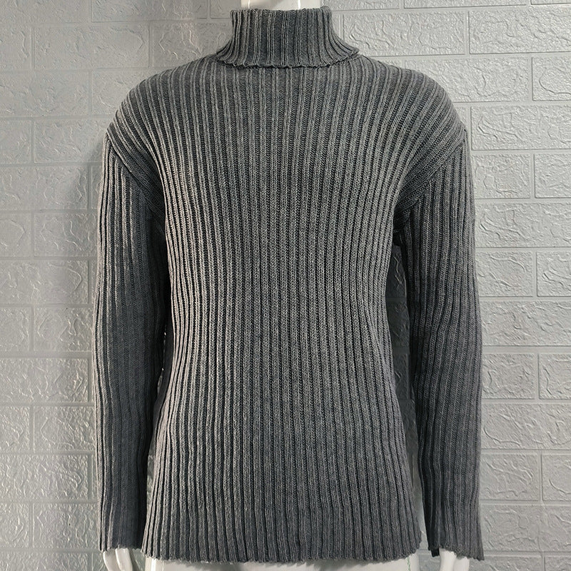 Turtleneck Solid Color Slim Fit Knit Sweater