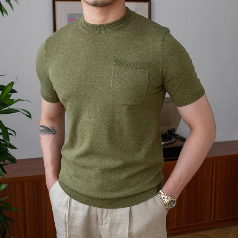 Camiseta retro de manga corta con cuello redondo