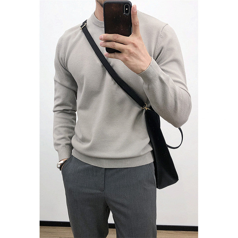 Men Thin Round Neck Bottoming Sweater