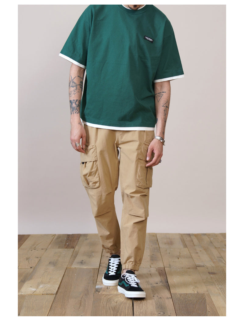 Autumn Multi-bag Tooling Casual Cropped Trousers Men