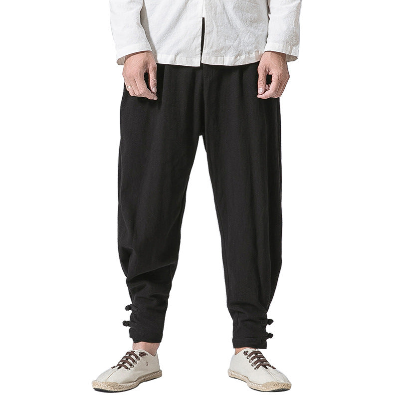 Men's Casual Cotton Linen Loose Harem Pants