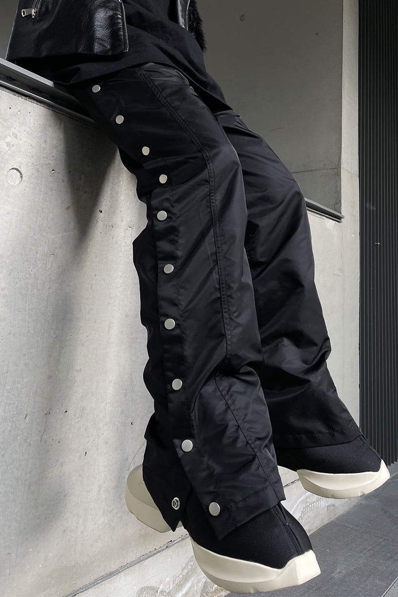 Dark Breasted Straight-leg Pants With Elastic Waist