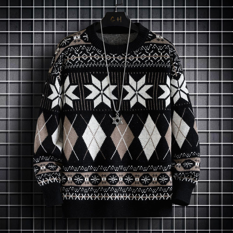 Men's Japanese Style Snowflake Pullover sweater