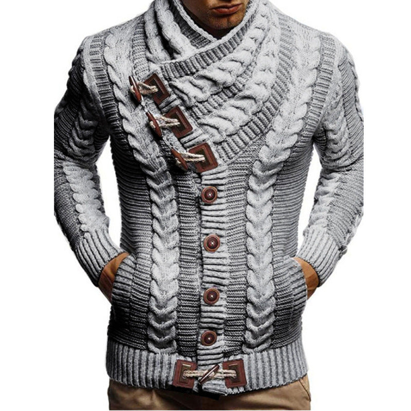 Men's Turtleneck Button Knit Jacket Sweater