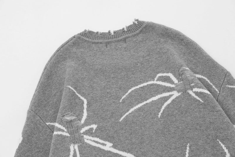 American Street Ripped Spider Damaged Sweater