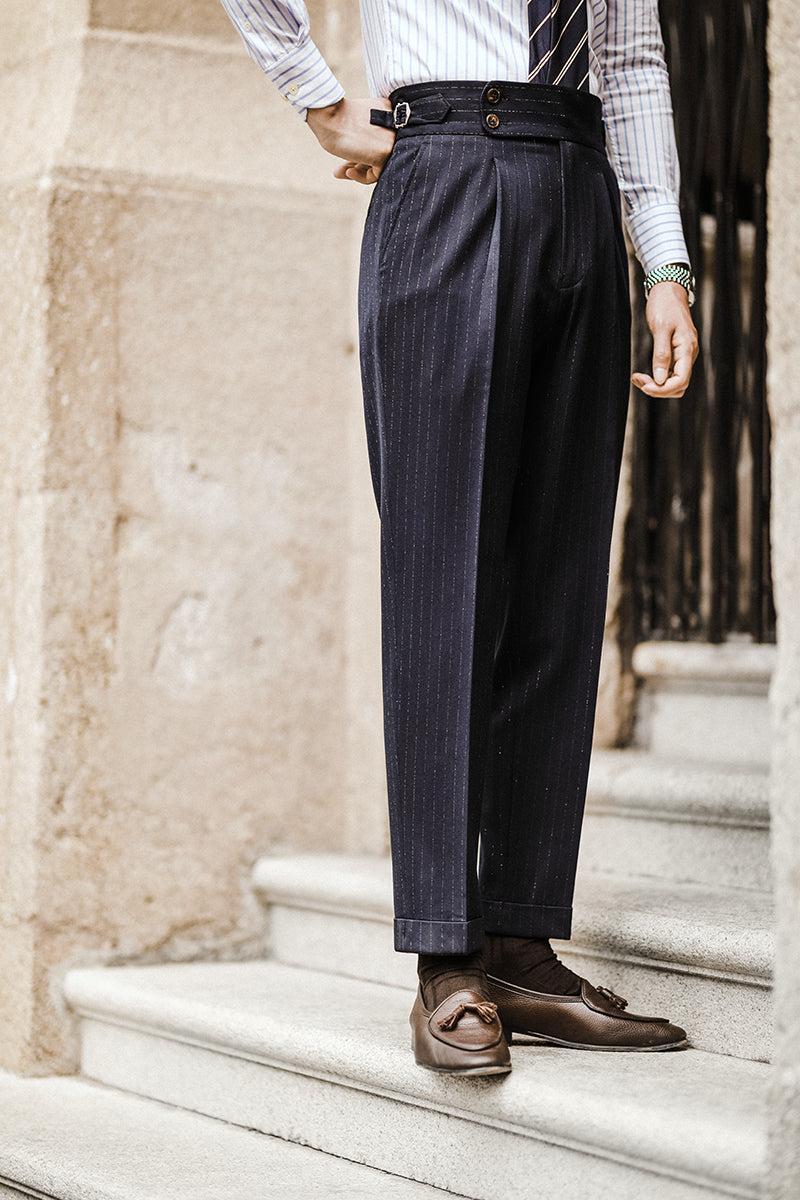 Kensington Pleated Pinstripe Trousers