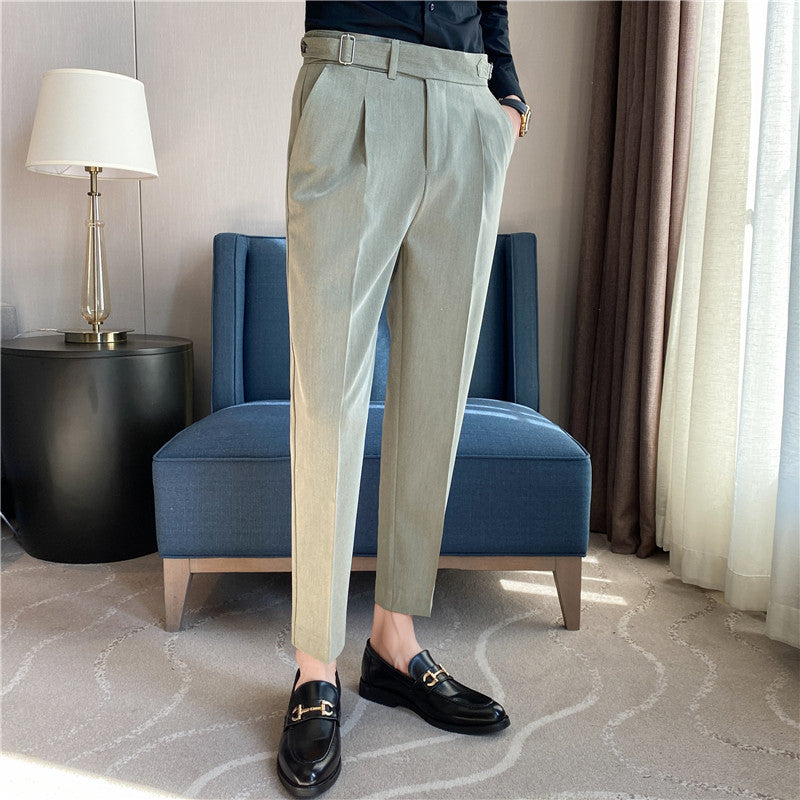 Men's Italian Striped High Waist Business Casual Pants