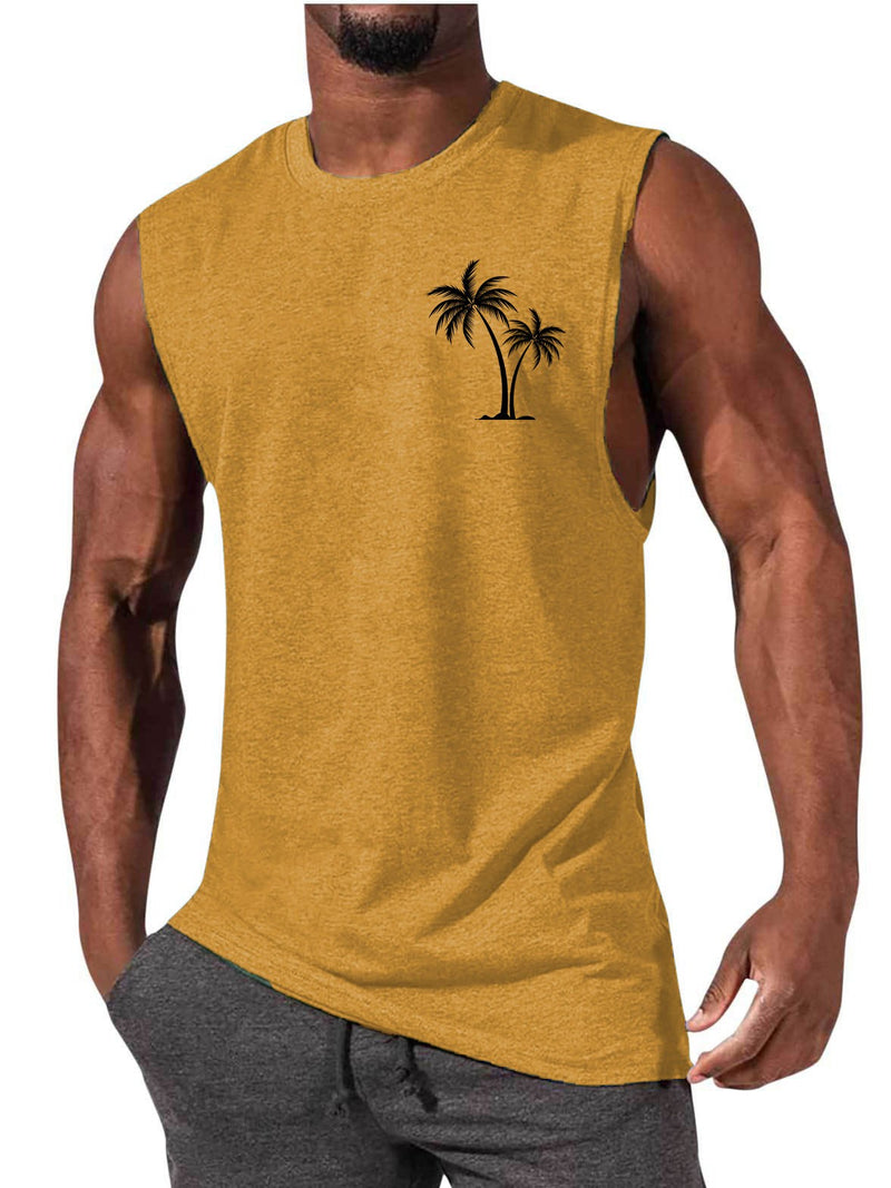 Coconut Tree Embroidery Vest Beach Tank Tops