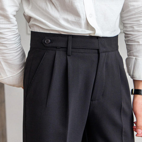Pantalones finos de cintura alta y pierna recta con drapeado informal