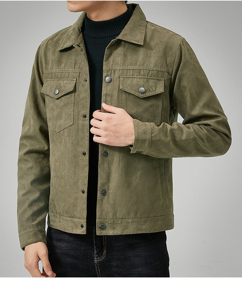 Men's Casual Suede Brushed Fabric British Style Jacket