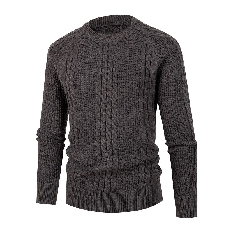 Men's Solid Color Fried Dough Twist Knitwear Pullover sweater