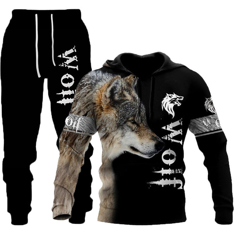 3D Wolf Print Tracksuit Men