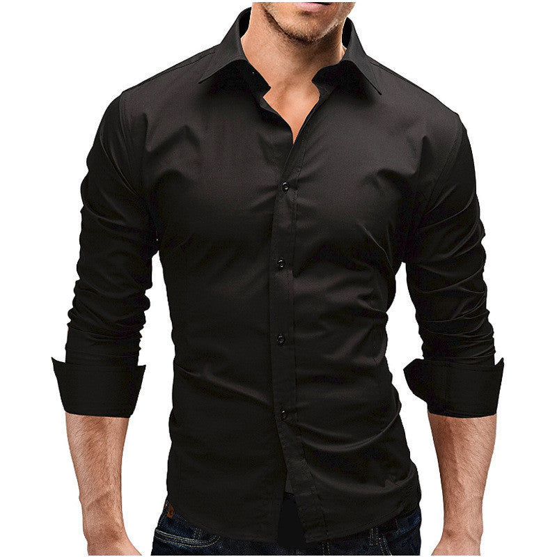 Men's Slim-fit Long-sleeved Simple Formal Shirt