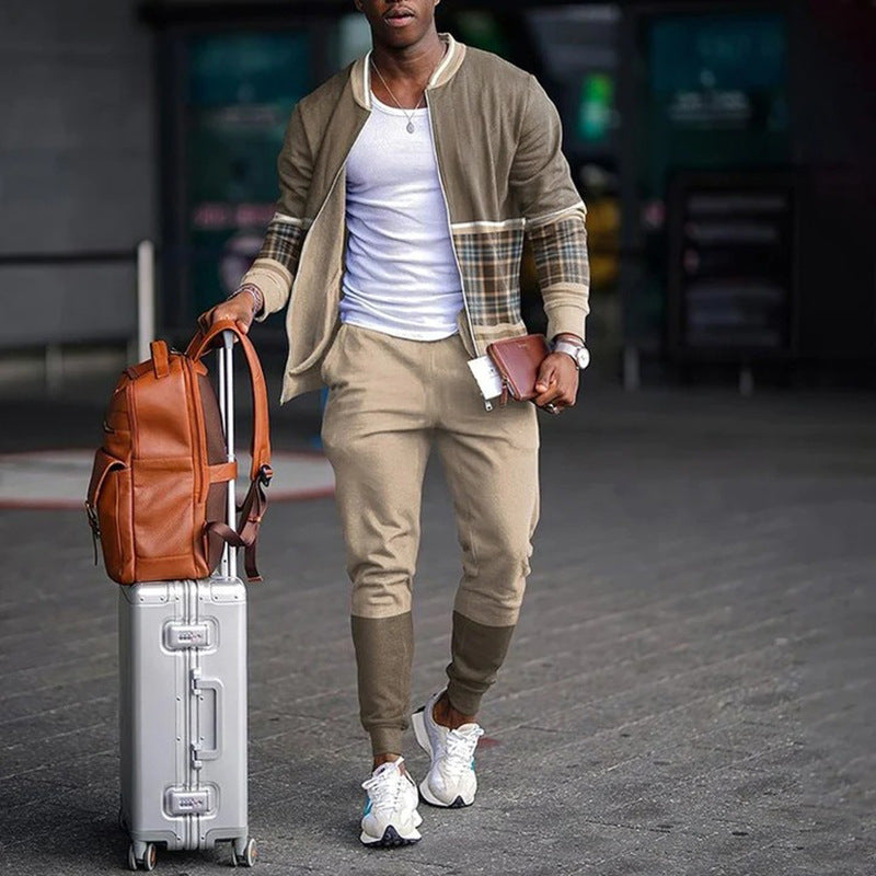 Trajes de chaqueta con cuello alto de color en contraste para hombre de otoño e invierno