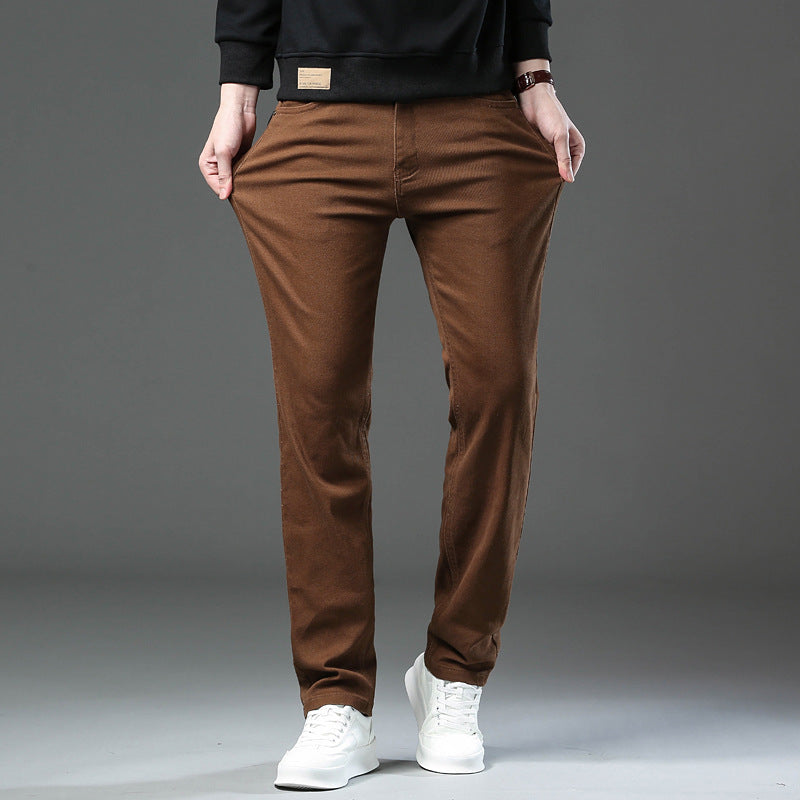 Men's straight slim fitting casual pants for work