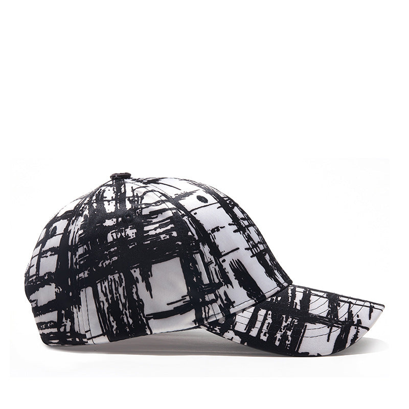 Gorras de estilo caliente de comercio exterior con visera de malla en blanco y negro