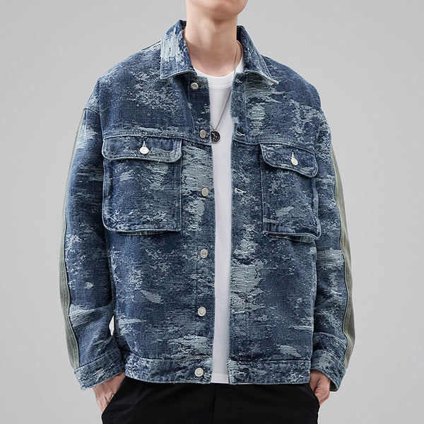 High Street American Classic Retro Patterned Denim Jacket