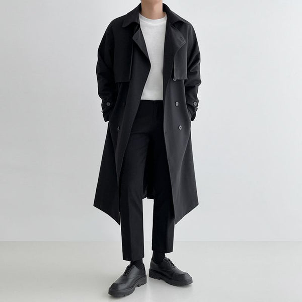 Men's Mid-length Loose Double-breasted Trench Coat