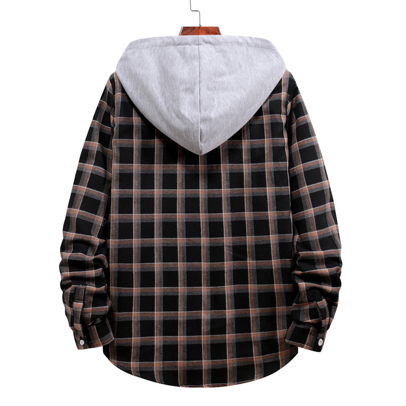 Plaid Shirt Men's Autumn Hooded Jacket