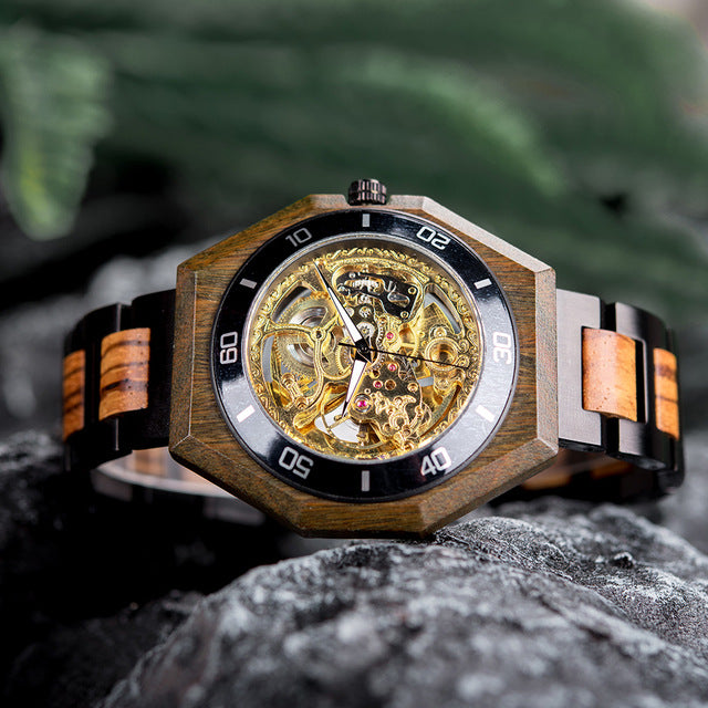 Automatic Wood Mechanical Watch for men