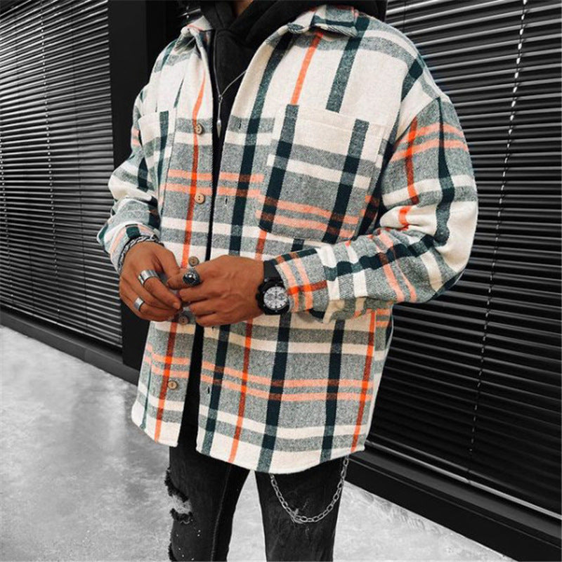 Thick Shirt Long-sleeved Check Color Short jacket